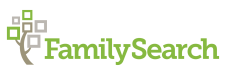 Family Search logo of a green and brown tree and green text