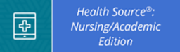 Health Source: Nursing/Academic Edition blue and green background with white text logo