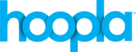 hoopla blue text logo with a white background