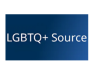 LGBTQ+ Source blue background and white text logo