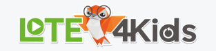 LOTE4Kids logo in green and grey text with an orange owl with large glasses in the middle